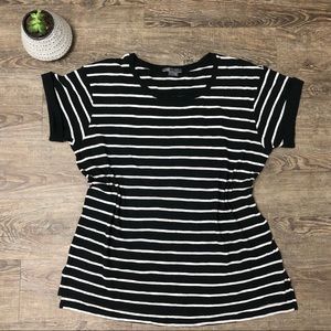 VINCE. Feeder Stripe Slub Cotton Short Sleeve Tee